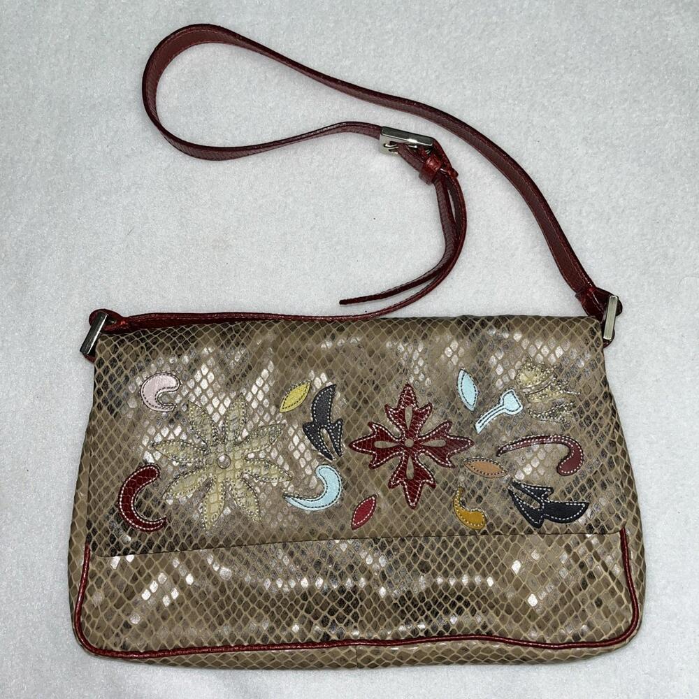 Francesco Biasia Snakeskin Leather Small Shoulder Bag Made In Italy